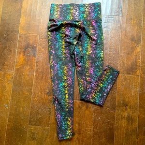 Terez confetti black rainbow leggings size small